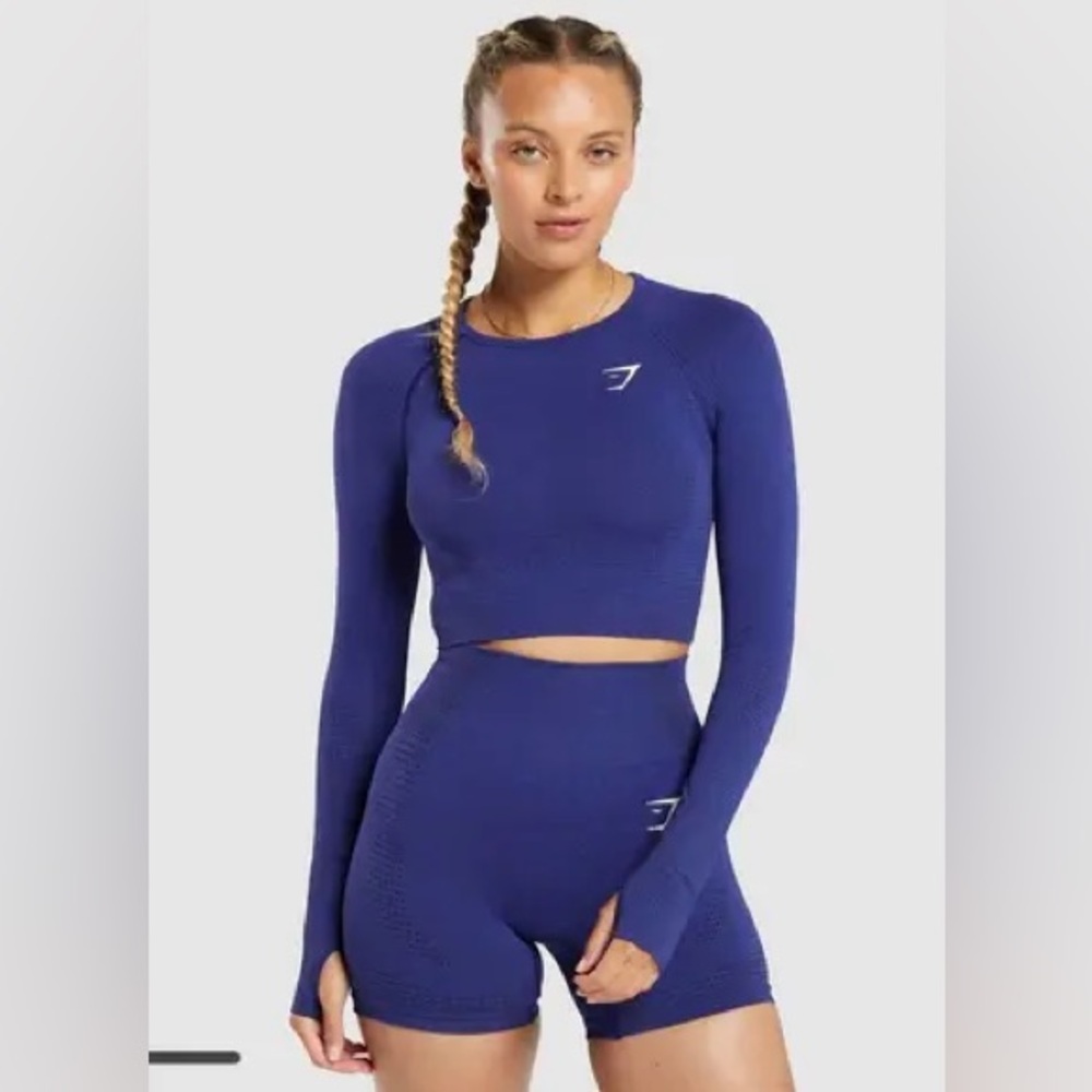 Gymshark vital seamless 2.0 crop top cobalt purple marl